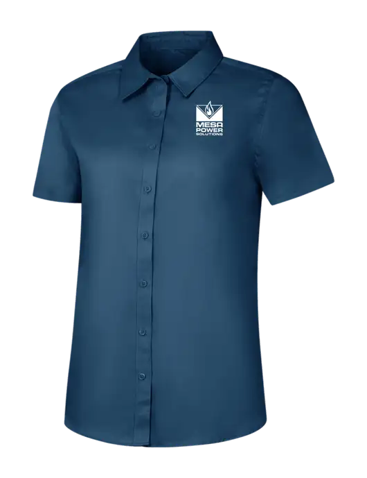 Womens Light Navy Short Sleeve Superpro React Twill Shirt w/Mesa Solutions Logo