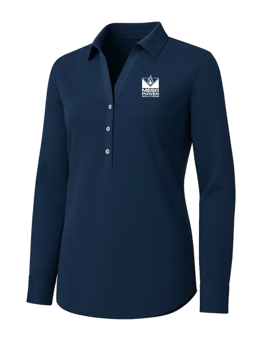 Womens Navy City Stretch Shirt w/Mesa Solutions Logo