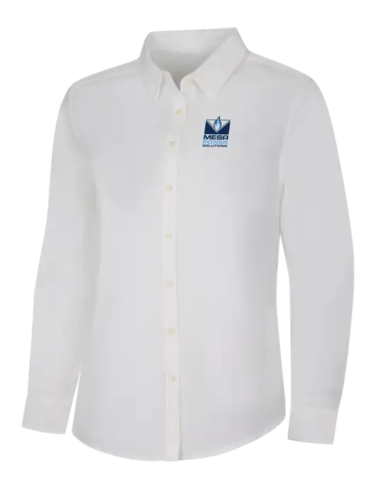 Womens White Long Sleeve Superpro React Twill Shirt w/Mesa Solutions Logo