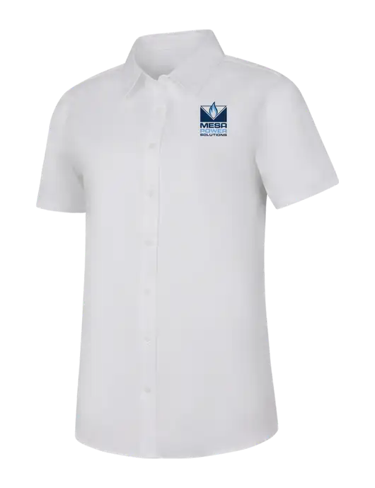 Womens White Short Sleeve Superpro React Twill Shirt w/Mesa Solutions Logo