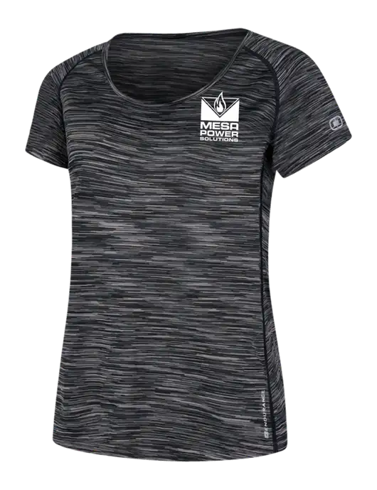 OGIO Womens Black Space Dye Verge Scoop Neck w/Mesa Solutions Logo