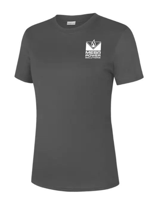  Womens Dark Grey PosiCharge Competitor Tee w/Mesa Solutions Logo