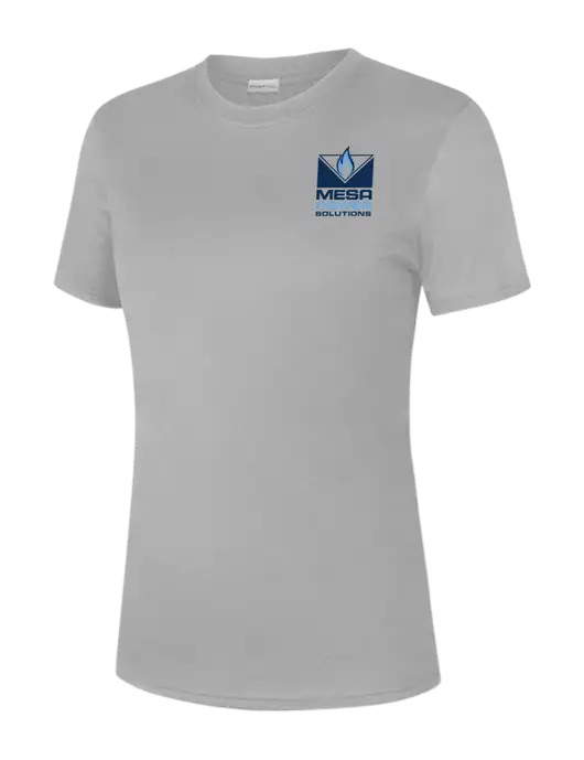  Womens Light Grey PosiCharge Competitor Tee w/Mesa Solutions Logo