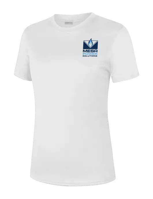  Womens White PosiCharge Competitor Tee w/Mesa Solutions Logo