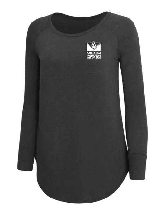 Womens Perfect Wide Collar Tunic Tri-Blend Black Frost 4.5 oz T-Shirt w/Mesa Solutions Logo
