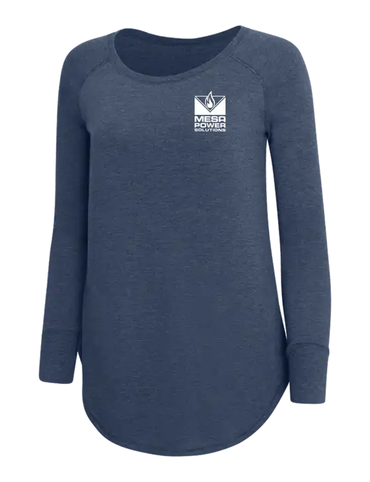 Womens Perfect Wide Collar Tunic Tri-Blend Navy Frost 4.5 oz T-Shirt w/Mesa Solutions Logo