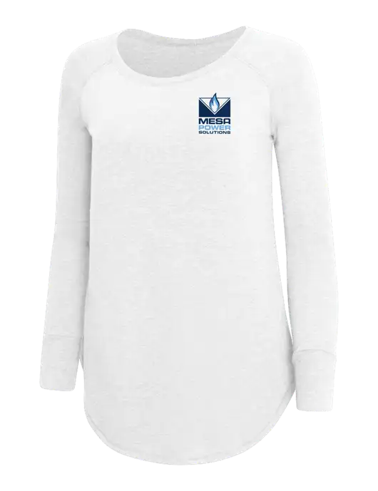 Womens Perfect Wide Collar Tunic Tri-Blend White 4.5 oz T-Shirt w/Mesa Solutions Logo