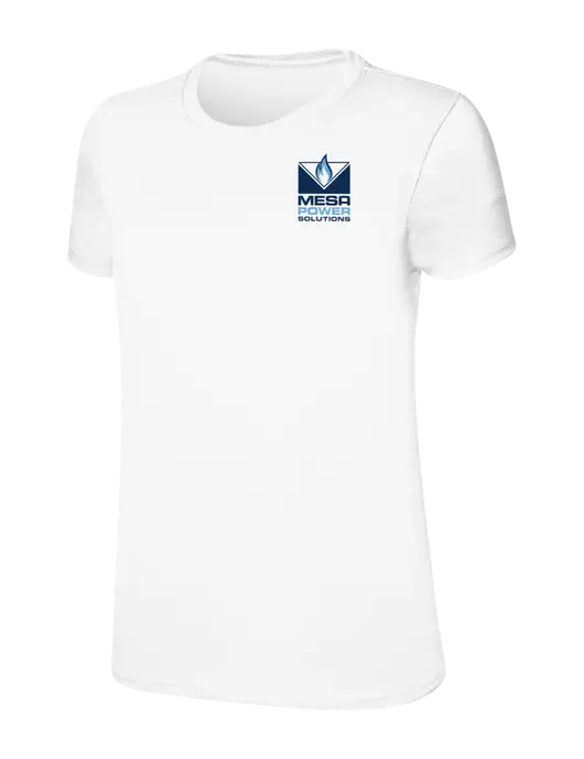 Womens Ring Spun White 4.5 oz T-Shirt w/Mesa Solutions Logo