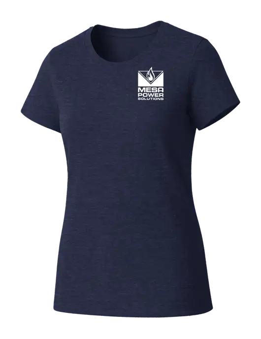 Womens Seriously Soft Heathered Navy T-Shirt w/Mesa Solutions Logo