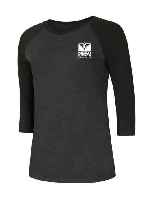 Womens Simply Soft 3/4 Sleeve Black/Black Frost Ring Spun Cotton T-Shirt w/Mesa Solutions Logo
