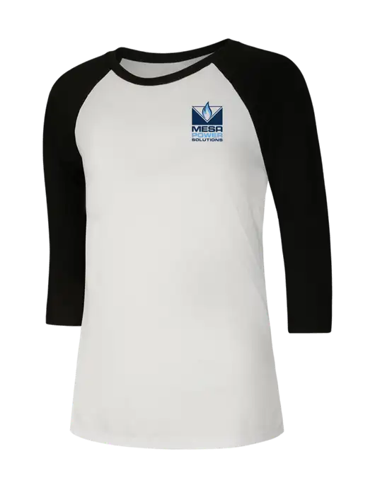 Womens Simply Soft 3/4 Sleeve Black/White Ring Spun Cotton T-Shirt w/Mesa Solutions Logo