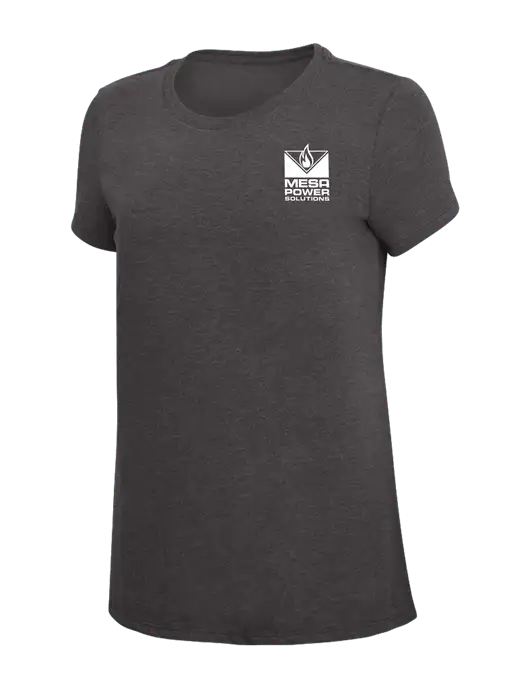 Womens Simply Soft Heather Charcoal 4.5oz  Poly/Combed Ring Spun Cotton T-Shirt w/Mesa Solutions Logo