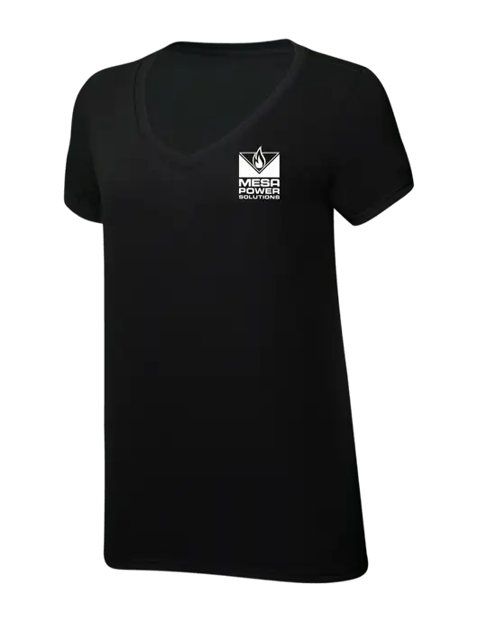 Womens Simply Soft V-Neck Black 4.5oz  Poly/Combed Ring Spun Cotton T-Shirt w/Mesa Solutions Logo
